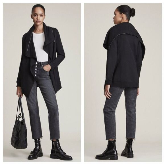 All Saints Tops - All Saints Black Dahlia Open Front Sweatshirt Jacket Cardigan